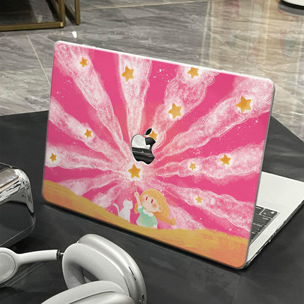 ins卡通星星人适用苹果华为电脑macbook15保护壳mac笔记本电脑2025新款M2pro15寸macbookair13膜M3轻薄冰晶壳