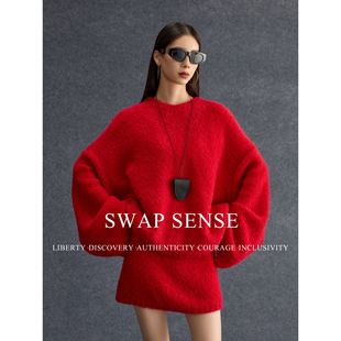 SWAP SENSE绯焰构絮·红色系穿搭一整套宽糯廓形新年战袍套装冬季