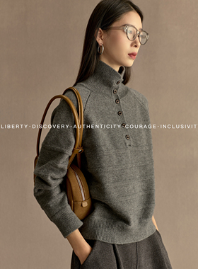 SWAP SENSE暖序织间·半高领立领套头针织衫宽松显瘦毛衣打底衫冬