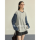 SWAP SENSE灰蓝格序·复古休闲设计感撞色拼接格纹廓形简约上衣女