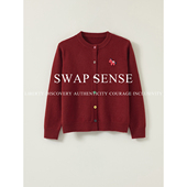 SWAP SENSE虹序扣诗​复古休闲圆领彩色扣子红色针织开衫 新年外套