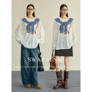 SWAP SENSE绶云叠绘·复古趣味手绘披肩碎花减龄设计感罩衫上衣春