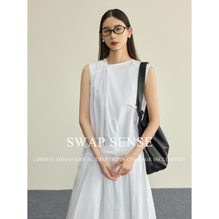 SWAP SENSE云影随风·复古日系休闲大裙摆A字版型长裙背心连衣裙
