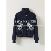 SWAP 加厚外套冬季 SENSE朔野聆绒· 复古休闲藏蓝色羊羔绒开衫