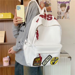 武林狼书包新款 森系简约百搭校园双肩包男小学生女大容量纯色通