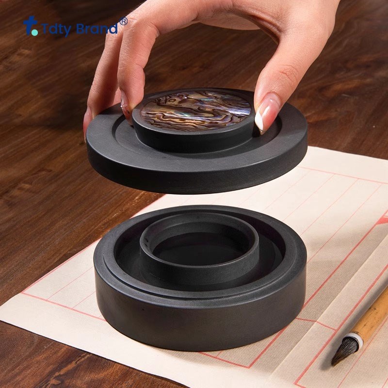 送礼精选双圈保湿防蒸发不干墨砚台书法带盖Q墨盒墨台墨盘墨条