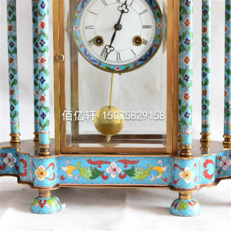 景泰蓝座钟赫姆勒机芯古典复古G机械报时台钟欧式家居摆钟