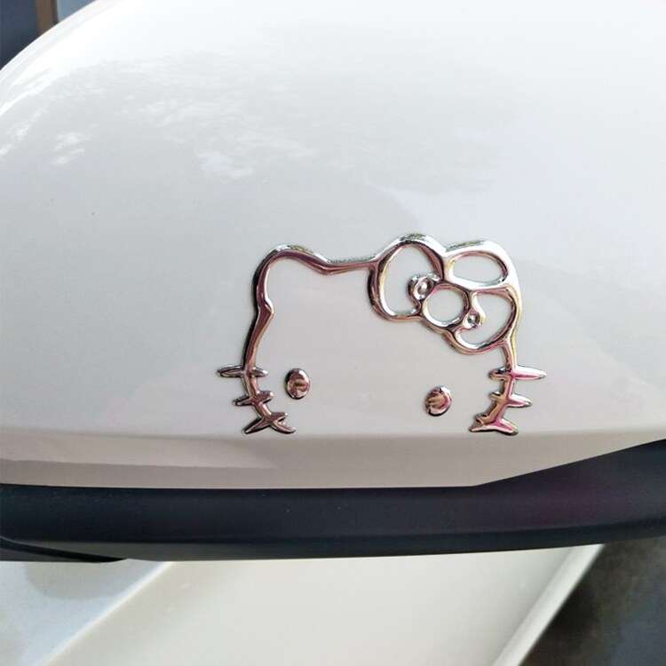 kitty银色电动车贴后视镜贴可爱装饰贴笔记本贴哈喽kt行李箱贴画