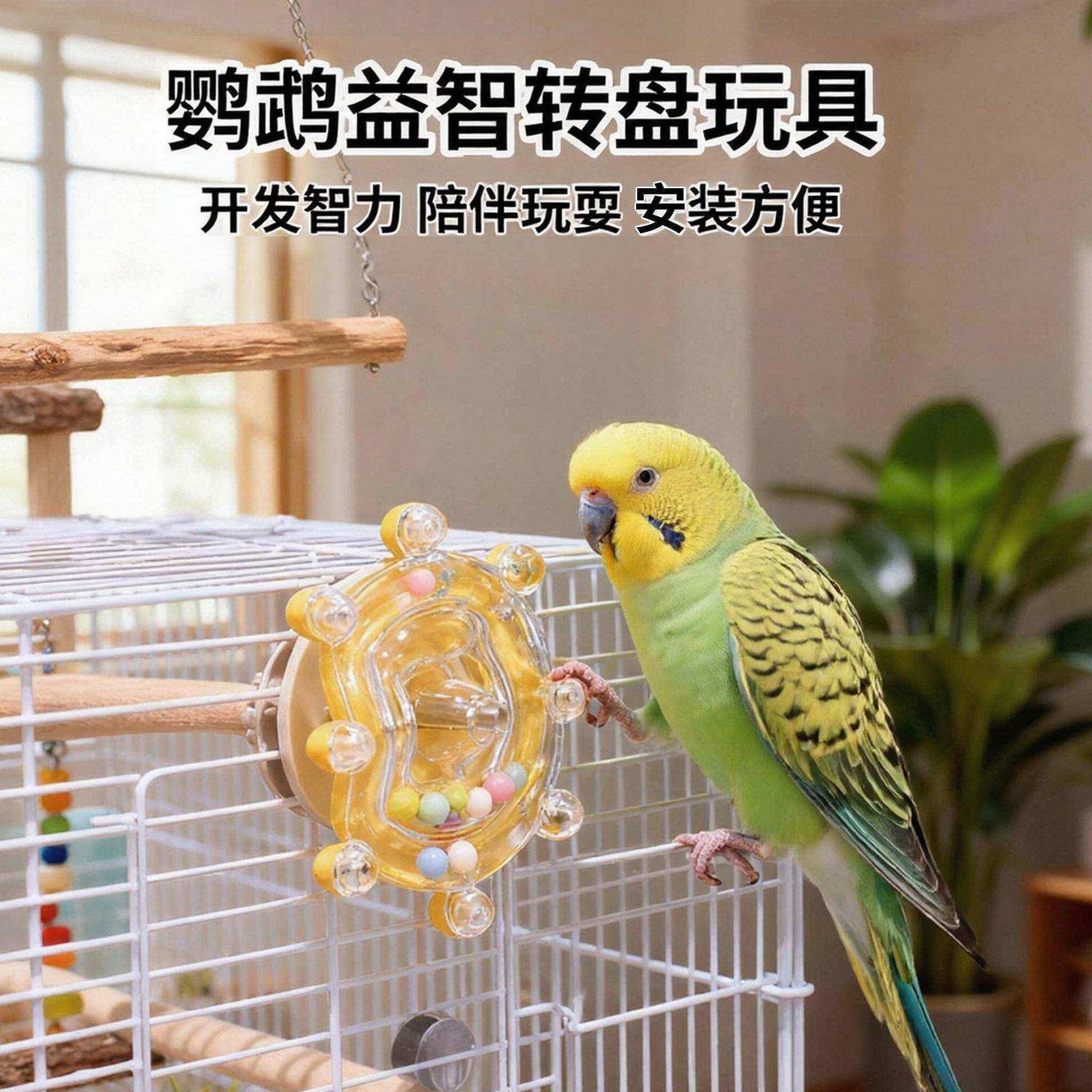 鹦鹉玩具解闷自嗨飞碟啃咬转盘益智虎皮牡丹小太阳专用鸟玩具大全