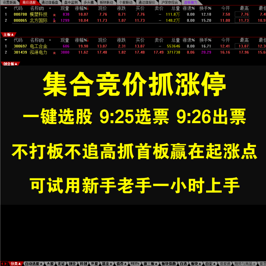 短线龙头主升浪集合竞价选股教程