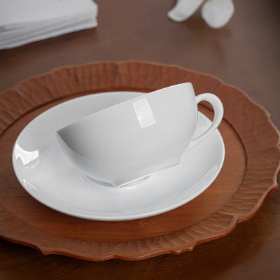 景德镇釉下彩高温白瓷咖啡杯套装简约美式陶瓷杯子下午茶带碟拿铁