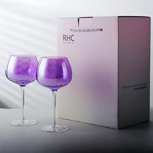 英国彩虹红酒杯套装 礼盒装 家用炫彩香槟杯轻奢电镀水晶玻璃红酒杯