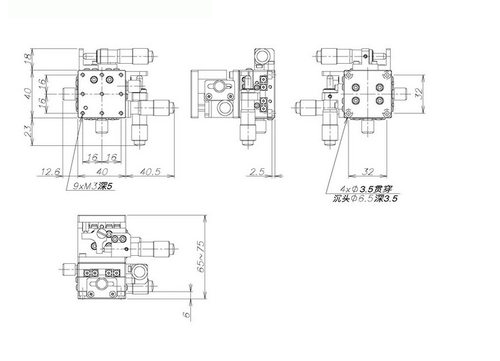 XYZ轴水平升降LD40-L LD40-R LD40-LM LD40-RM手动位移平台 滑台
