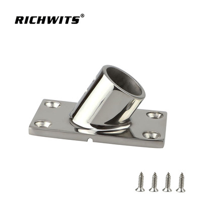 RICHWITS  不锈钢60度方管座 游艇栏杆底座 船用五金 方底圆 管座