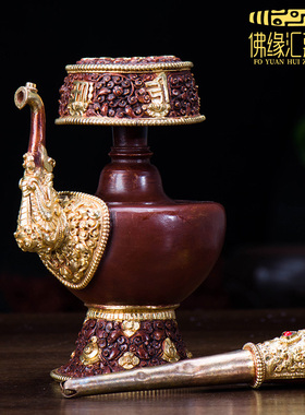 藏村尼泊尔e居家装饰灌顶供具铜镀金小号净水瓶奔巴壶贲巴壶摆件