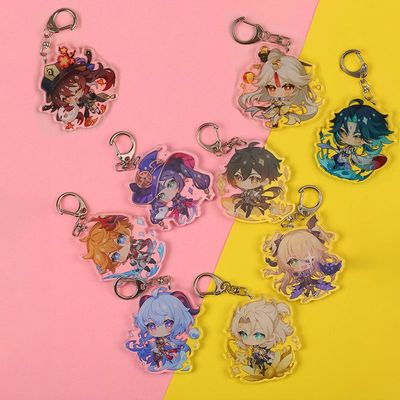 网红Anime Keychain Genshin Impact Venti Hutao Zhongli Diluc