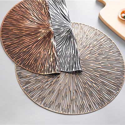 网红PVC Hollow Round Placemat Waterproof Non Slip Dining Tab