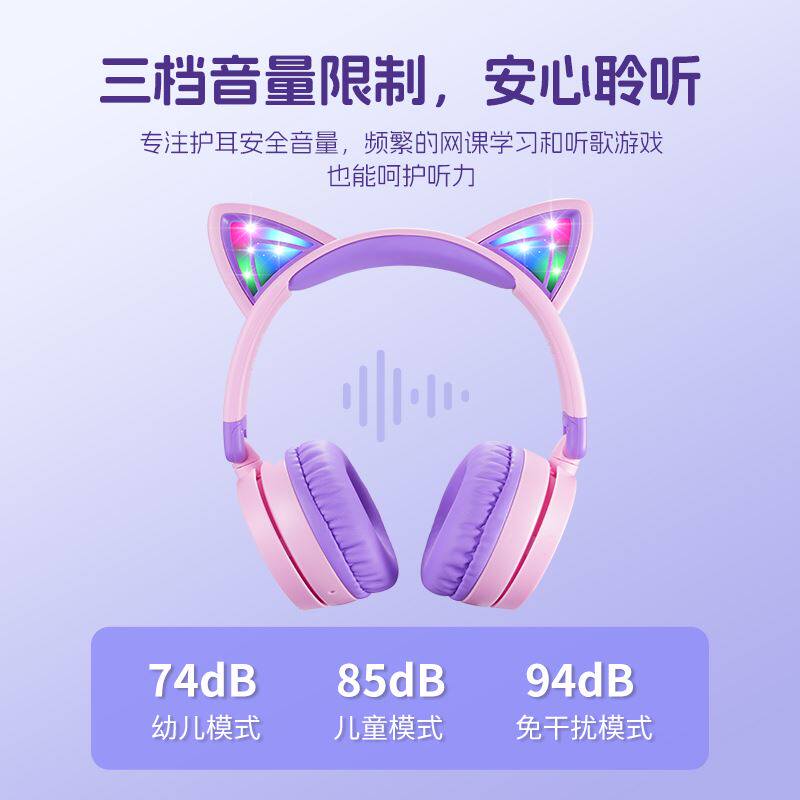 TRIBIT趣倍网红少女儿童耳机猫耳头戴式耳麦网课学习保护听力新款