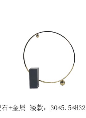 现代轻奢大理石h金属几何圆环屏风摆件简约家居样板间客厅玄关饰