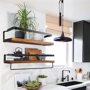 Metal Decorativue Shelf Shel Rustic Floating Wooden 极速Wall