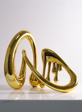 现代简约工作室直播间客厅软装摆件电镀树脂水滴竖X琴抽象工艺品