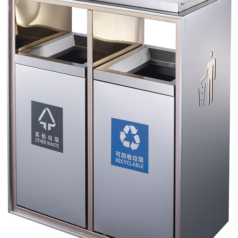 南方GPX-9F座地分类环保垃圾z桶不锈钢加厚环保垃圾箱豪华禁止吸