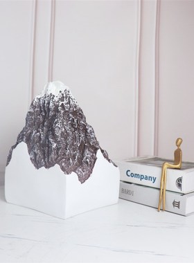 现代新中式抽象假山雕o塑艺术品酒店玄关办公室大班台雪山软装摆