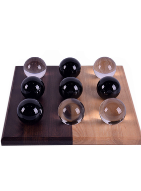 简约北欧风国际象棋摆件办公室茶几E创意木质水晶球黑曜石棋盘装
