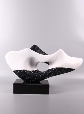 现代简约树脂云山石雕塑摆t件新中式样板间抽象几何客厅玄关装饰