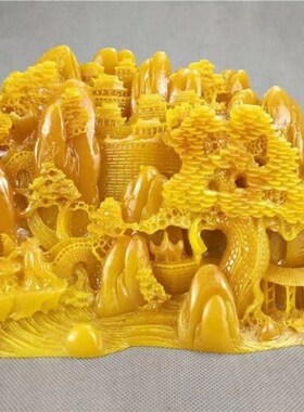 仿玉石寿山石f田黄石富水长流客厅办公室玄关摆件家居装饰山水摆