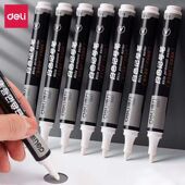 得力S557白色记号笔快干油性笔适用玻璃塑料陶瓷木头皮革纸大容量