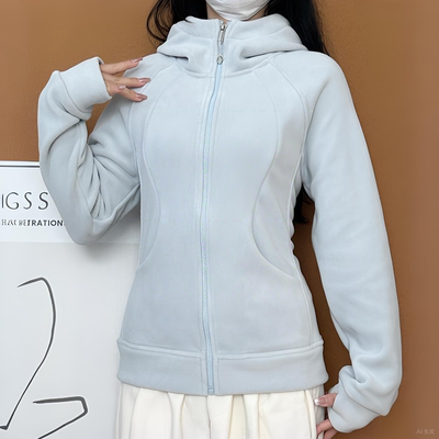 2025连帽加厚奥摇粒绒卫衣外套女秋冬款立领修身冲锋衣内胆瑜伽服