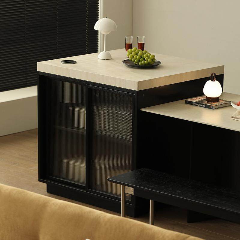 西多home 港湾岛台 全实木岩板中岛多功能餐边柜厨房吧台餐桌一体