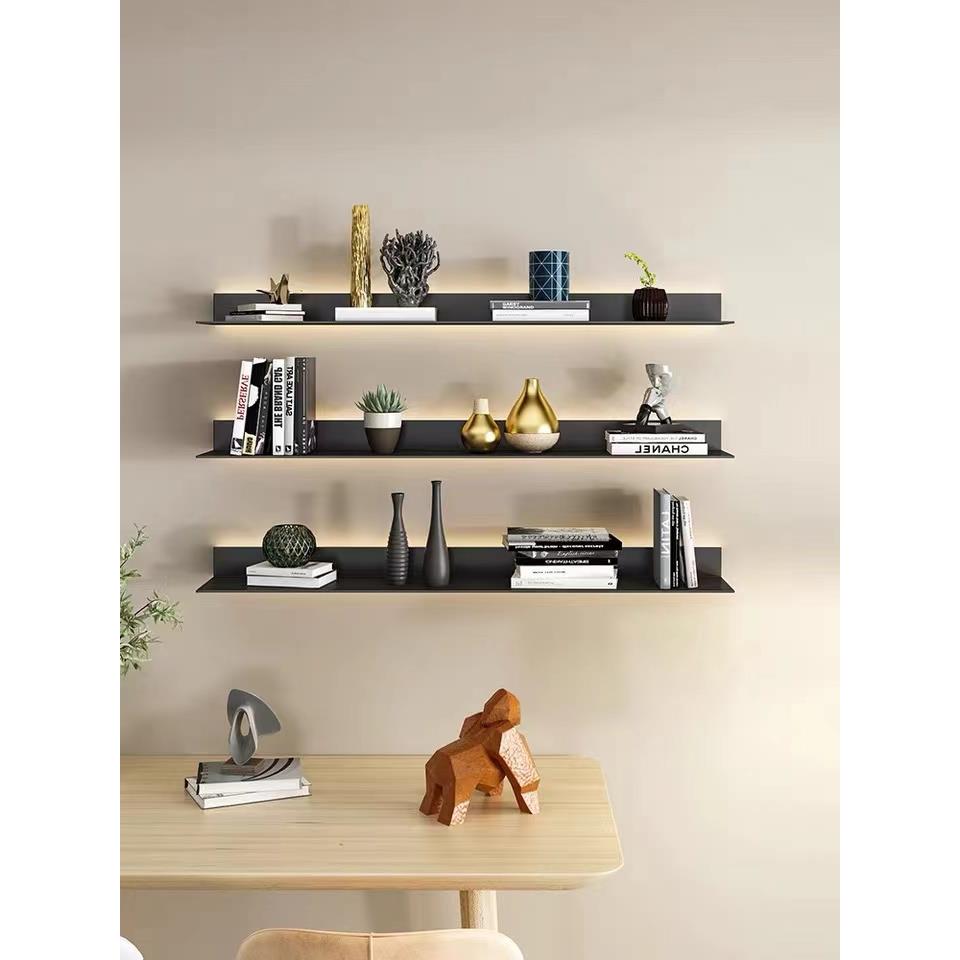 铝合金发光层板金属隔板壁挂层架装饰创意L搁板LED墙上书架置物架