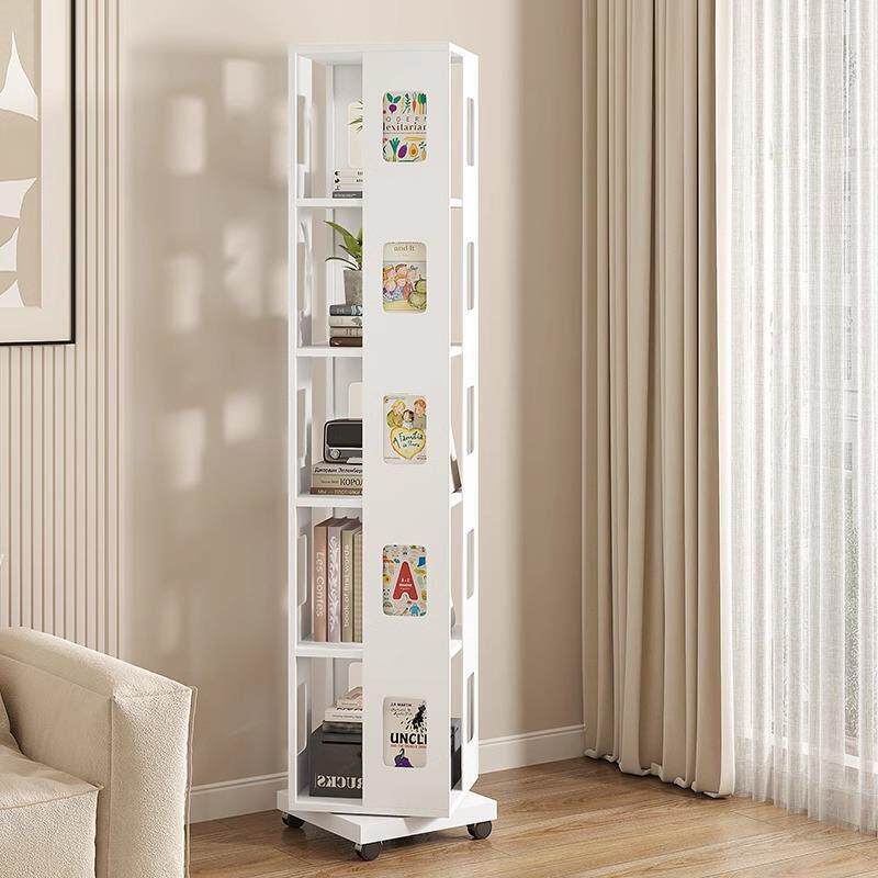旋转书架360度钢制落地彩色简约家用儿童绘本收纳置物架简易书柜