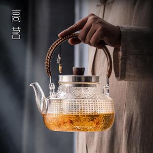 锤纹玻璃茶壶蒸煮两用蒸汽喷淋式 日式 煮茶器家用小型电陶炉煮茶壶