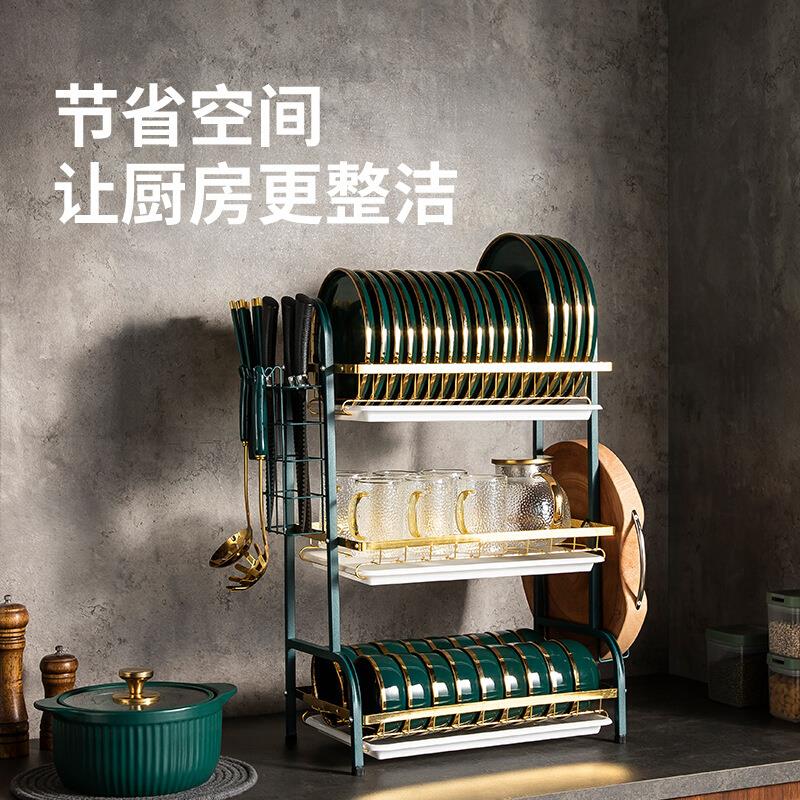 厨房碗碟置e物架碗盘收纳架沥水架家用多功能放碗架碗筷收纳盒碗