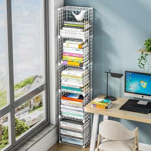 简易书架落地学生收纳铁艺墙角落多层省空间组装 书柜小窄缝置物架