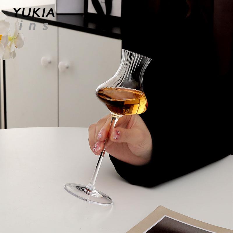 {雾气萦杯 幽兰独秀花香袭 宿雨初收}中古杯酒杯高脚杯水晶玻璃杯