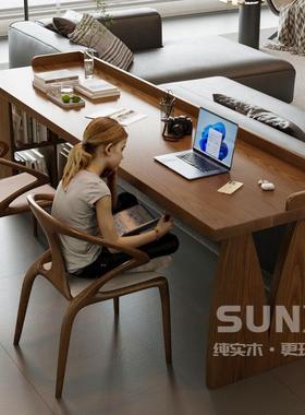 sunx实木书桌客厅沙发后办工作阅读写字台法式郁金香学习桌电脑桌