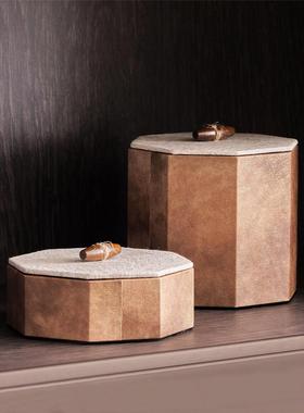 民宿诧寂风茶室茶台布置方形收纳储物装饰盒子软装高级感摆件饰品