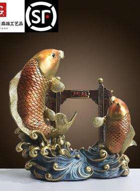 Gardenia《鱼跃龙门》纯铜鲤鱼摆件年年有鱼家居桌面装饰摆设礼品