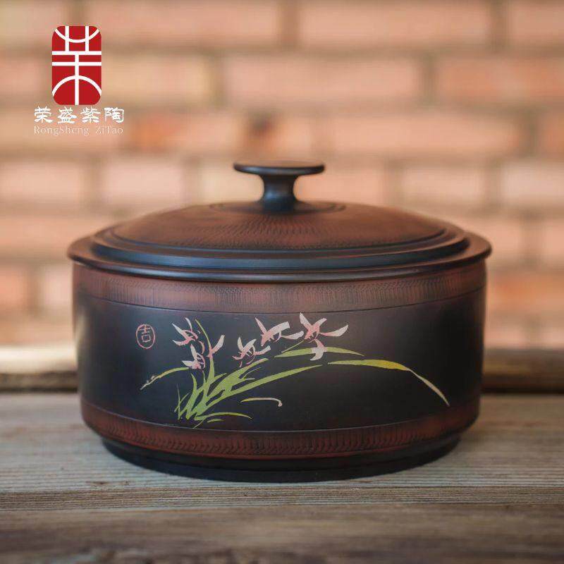 云南建水紫陶茶叶罐陶瓷茶罐储存普洱茶饼茶缸家用密封收纳罐防潮
