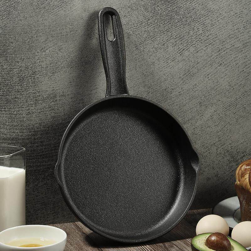加厚铸铁小平底锅无涂层牛排煎锅不粘煎蛋锅宝宝辅食锅生铁迷你锅