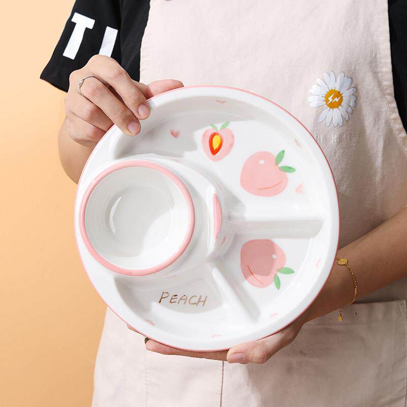 陶瓷分格盘分隔减肥定量餐盘一人食家用减脂早餐盘子儿童餐具水果