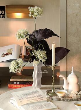 一匚 现代轻奢石大理石托盘烛台咖啡具组合摆件 餐桌餐边柜软装饰