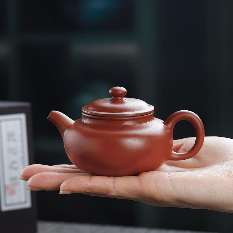 潮州大红袍手拉壶全手工朱泥紫砂茶壶功夫茶泡茶壶冲罐紫砂壶原矿