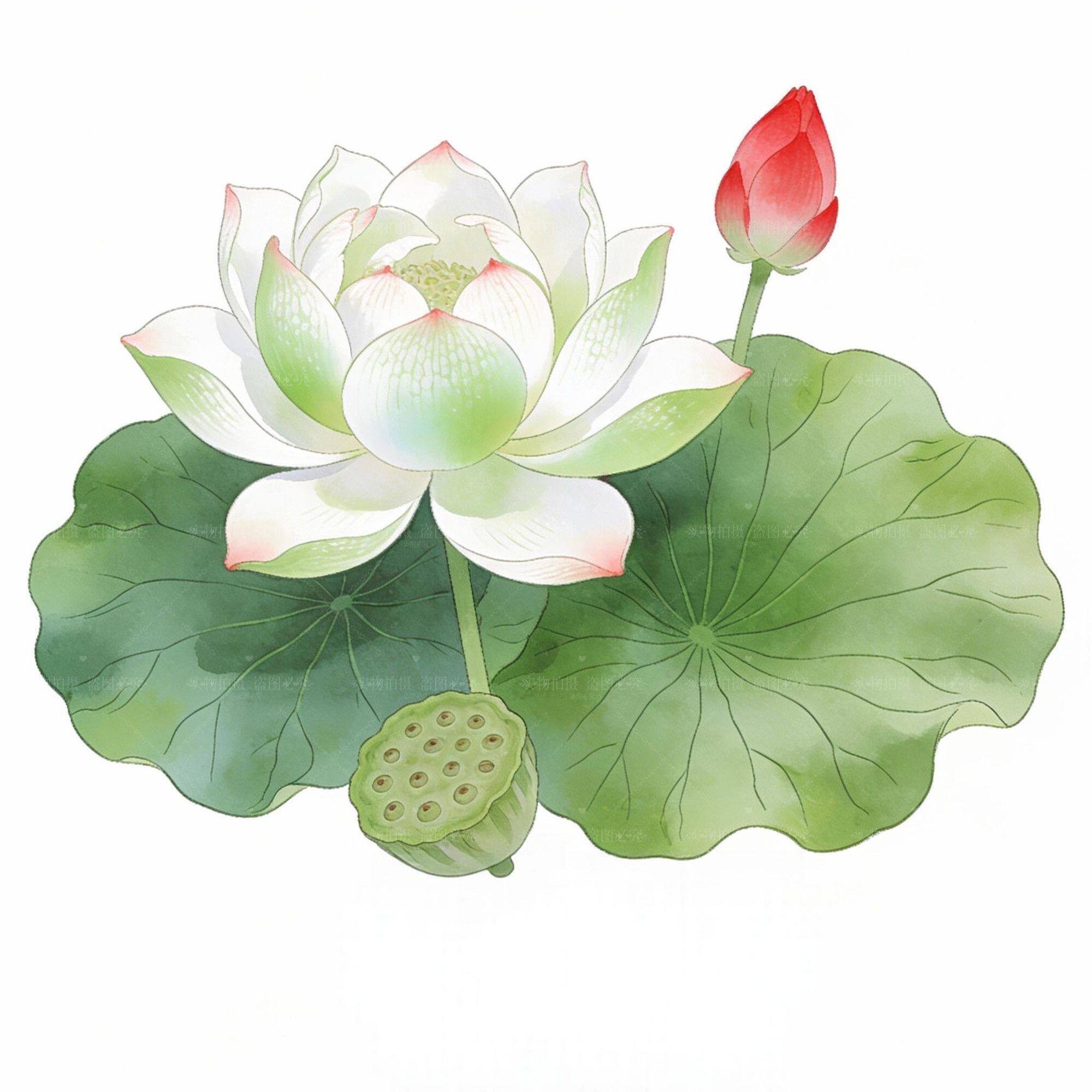 青色荷花吉祥造型贴纸客厅马桶盖卧室厨房墙面装饰遮瑕丑贴画防水