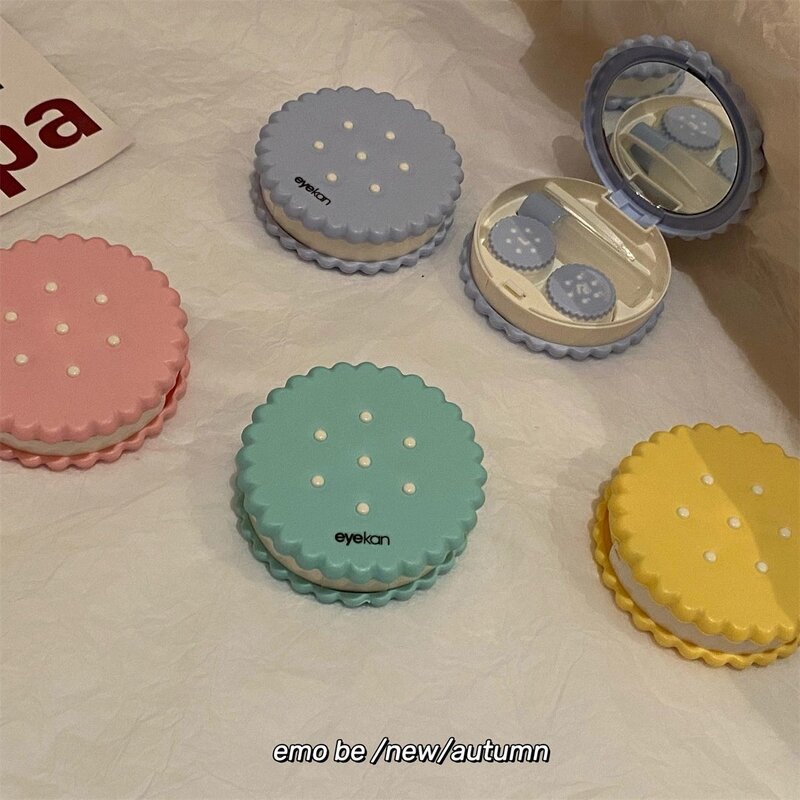 少女网红便携美瞳收纳盒高颜值可爱饼干造型高级感伴侣盒