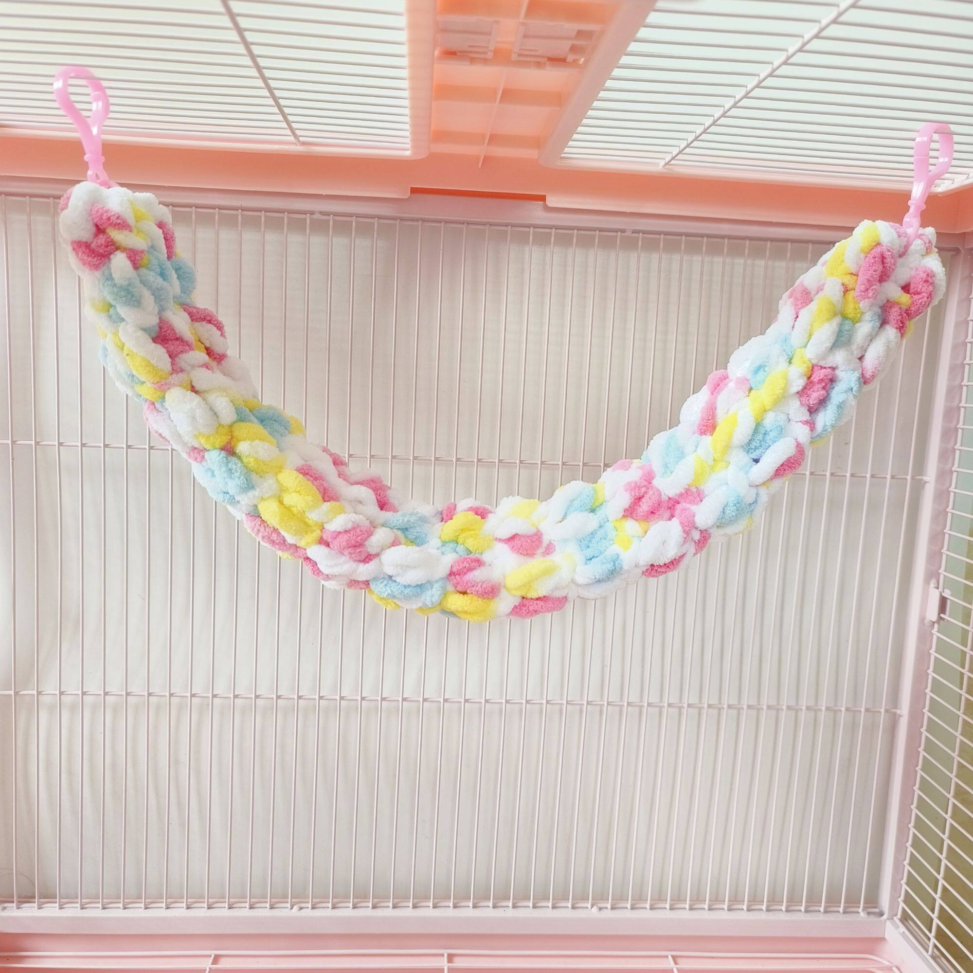 蜜袋鼬彩色编织攀爬绳飞鼠松鼠笼子玩具手工编织装饰用品